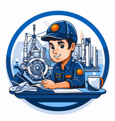 Oil And Gas Industry Worker In Cartoon Style