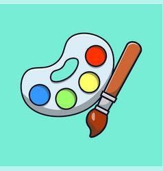 Paint Brush And Color Palette Cartoon