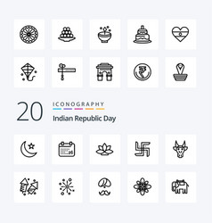 20 Indian Republic Day Line Icon Pack Like Bull