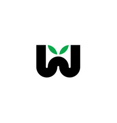 Letter W With Leaves Logo Icon