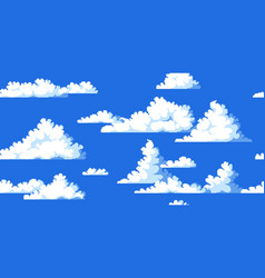 Pixel Clouds Pattern Seamless Print With 8 Bit