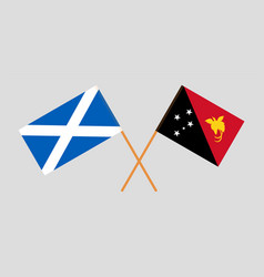 Crossed Flags Of Scotland And Papua New Guinea