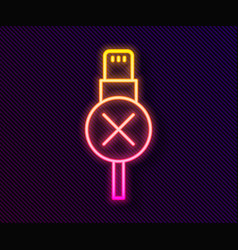 Glowing Neon Line No Usb Cable Cord Icon Isolated