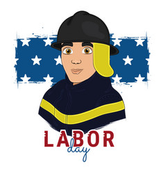 Isolated Male Firefighter With Uniform Labor Day