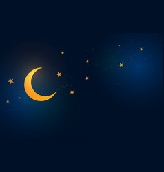 Mystical Night Sky Background With Half Moon And