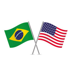 Brazil And America Crossed Flags