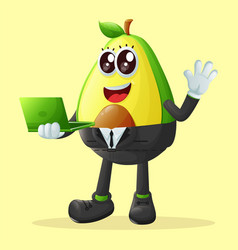 Cute Avocado Character Typing On A Computer