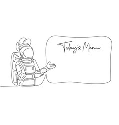 One Single Line Drawing Young Astronaut Chef