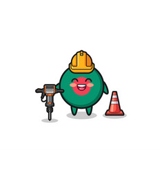 Road Worker Mascot Of Bangladesh Flag Holding