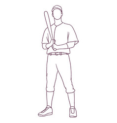 Standing Baseball Player While Holding Bat Hand