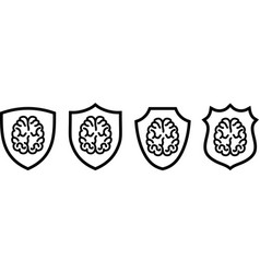 Brain Icon Inside Shield Different Versions