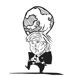 Donald Trump And Earth At His Head Caricature