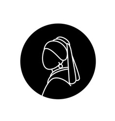 Girl With A Pearl Earring Icon Line Drawing