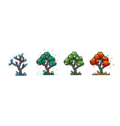 Season Pixel Tree 8 Bit Spring Summer Autumn