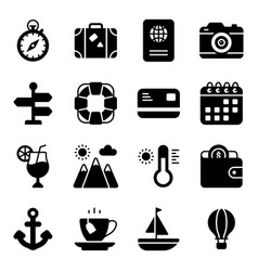 Travel And Tour Glyph Icons Set Light Version