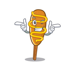 Cute Mascot Cartoon Design Corn Dog With Wink