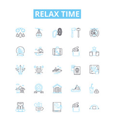 Relax Time Line Icons Set Unwind Recharge