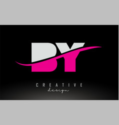 B Y White And Pink Letter Logo With Swoosh