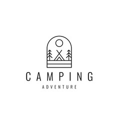 Camping Line Art Badge Logo Design