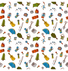 Hand drawn camping and hiking seamless pattern Vector Image