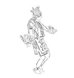 Simple black outline sketch dayak traditional Vector Image Simple Person Outline