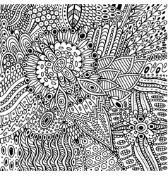 Trippy Psychedelic Pattern With Line Art Floral