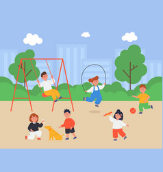 Children Playing On Playground Flat