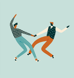 Dancing Characters Couple Card In Retro 50s Style