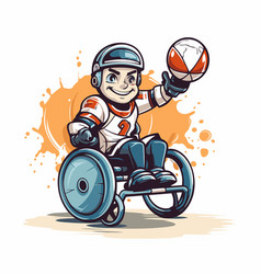 Disabled Boy In A Wheelchair With Ball