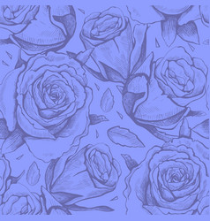 Purple Seamless Pattern Of Hand Drawn Roses