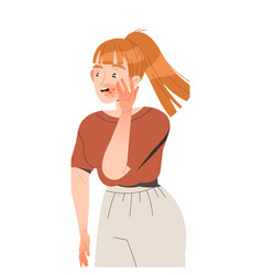 Redhead Woman Character Suffering From