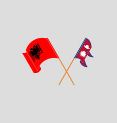 Crossed And Waving Flags Of Nepal And Albania