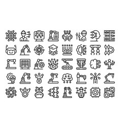 Robotic Systems Engineer Icons Set Outline