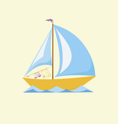 Sailboat Of Lovers Floating On The Waves On The