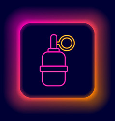 Glowing Neon Line Hand Grenade Icon Isolated