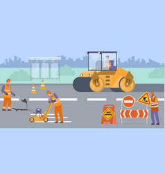 Road Repair Flat Background