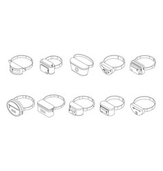 Waist Bag Icons Set Outline