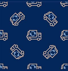 Line Garbage Truck Icon Isolated Seamless Pattern