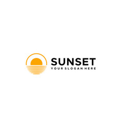 Minimalist Sunset Sun Spherical Shadow Logo Design