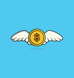 Flying Gold Coin With Wings