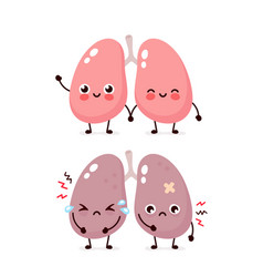 Sad suffering sick cute lungs asks Royalty Free Vector Image