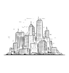 Sketchy drawing of city high rise landscape Vector Image