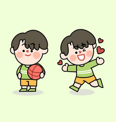 Adorable Energetic Boy Play Basketball Doodle