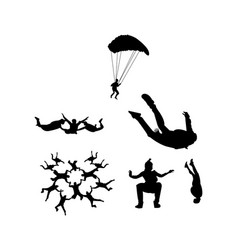 Set Of Sky Diving Icons On White