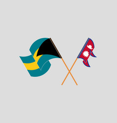 Crossed And Waving Flags Of Nepal And Bahamas