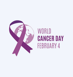 World Cancer Day Poster With Purple Ribbon