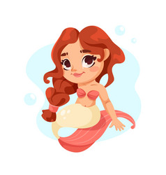 An Of A Cute Mermaid With Red Hair