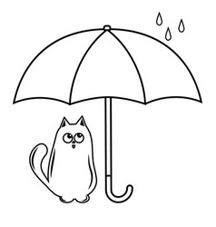 Cat Sitting Under An Umbrella Stencil Icon