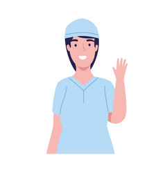 Nurse Waving Happy Character