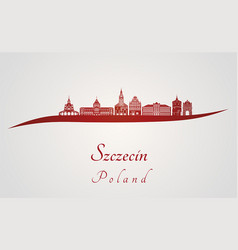 Szczecin Skyline In Red